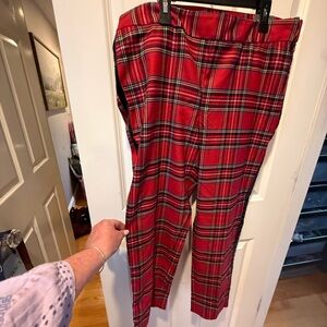NWT Talbots Vibrant Red Plaid Cropped Pants